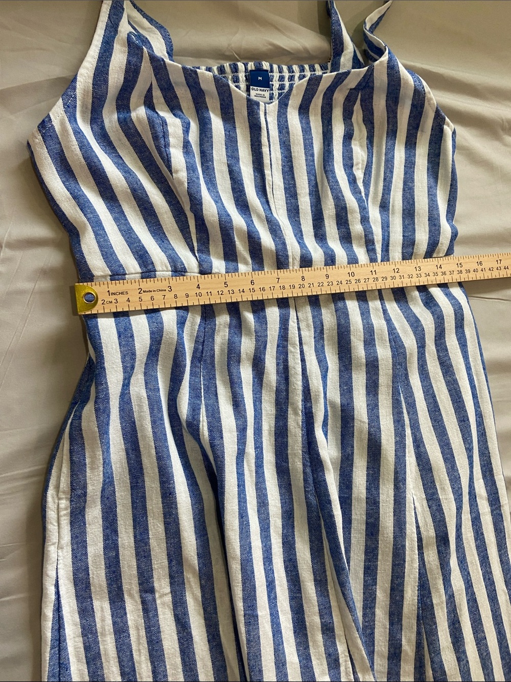 Old Navy Blue & White Striped linen blend Midi Dress Sz M - Picture 5 of 7